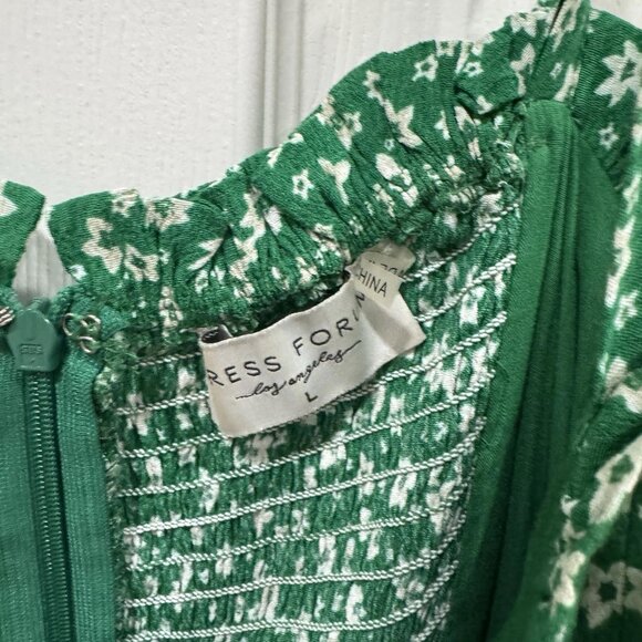 Women’s The Dress Forum Green Floral Dress Size Large L Spring Summer - Picture 3 of 9